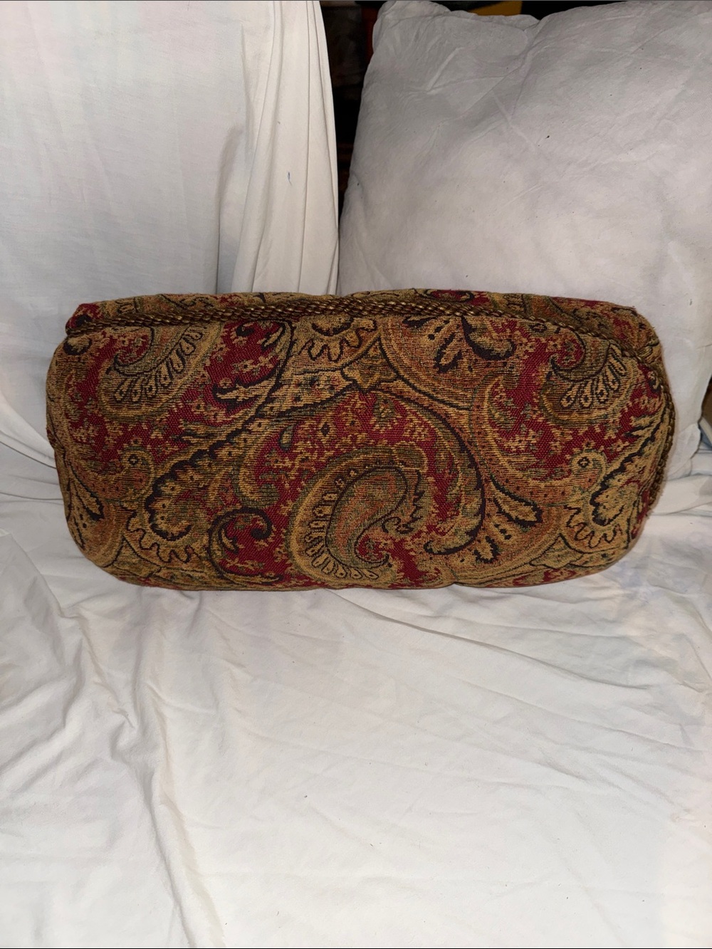 Decorative Paisley Bolster Pillow in Red and Gold